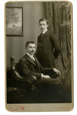 Stefan Zweig, standing, with his brother Alfred in Vienna, circa 1900.